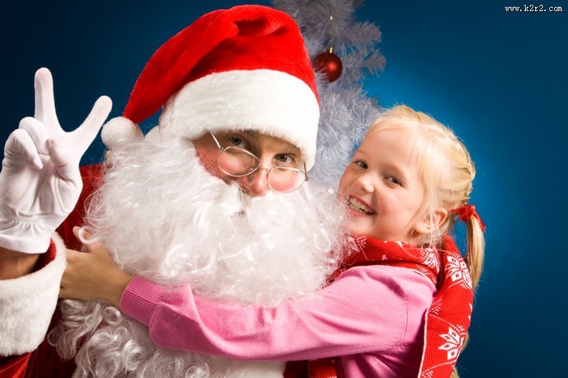 圣诞老人和可爱儿童图片大全