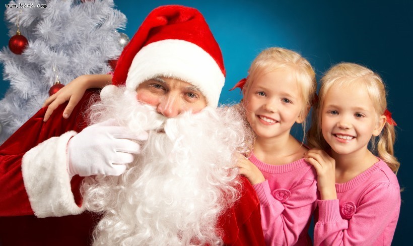 圣诞老人和可爱儿童图片大全