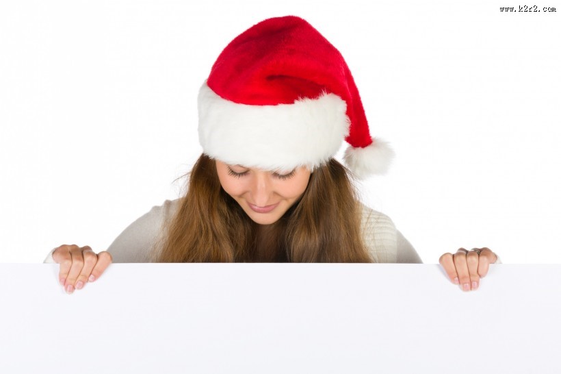 戴着圣诞帽的美女图片