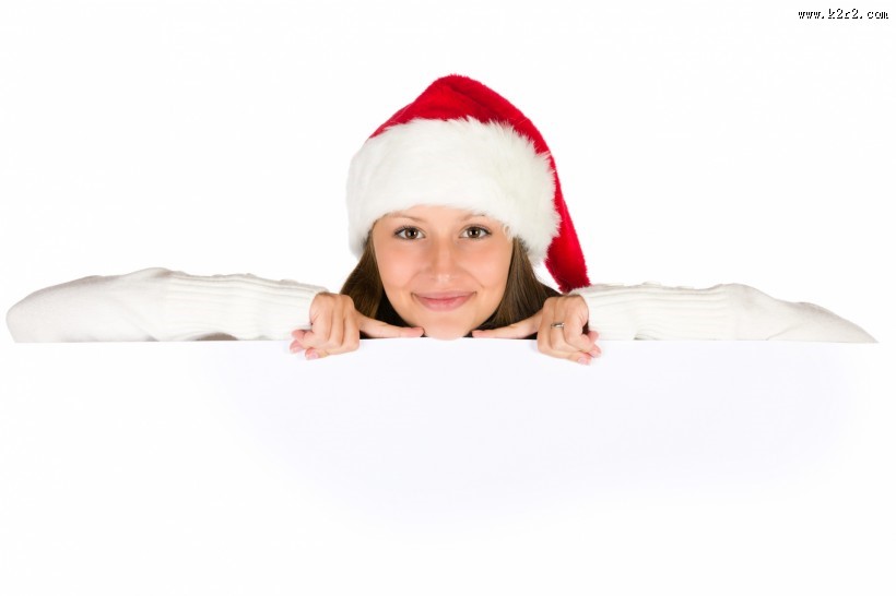 戴着圣诞帽的美女图片