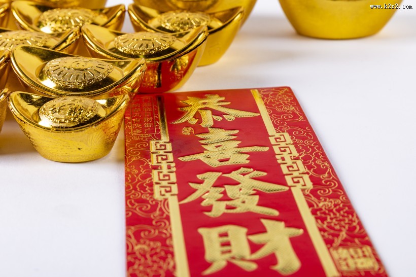 新春金色的元宝图片