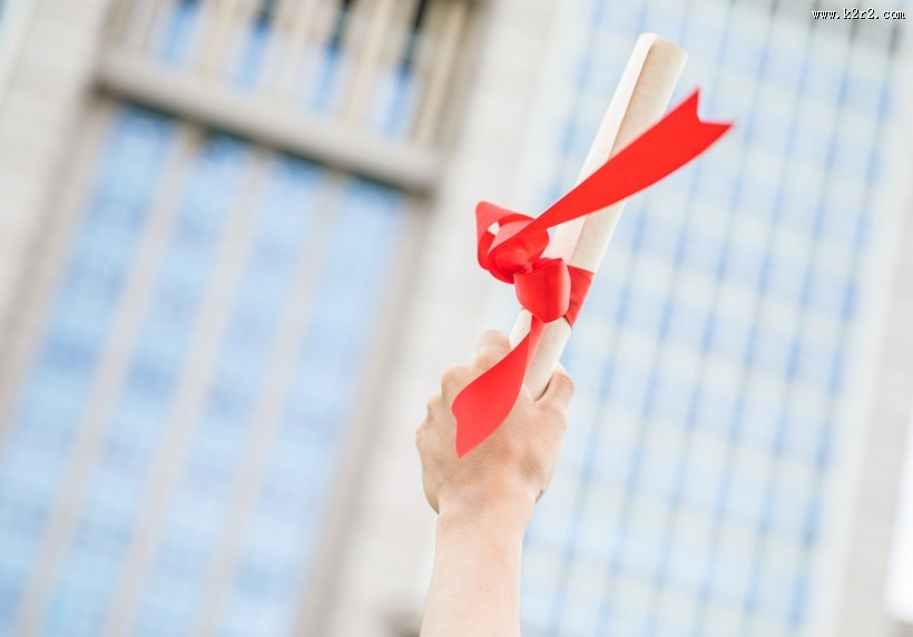 毕业季手拿毕业证书图片