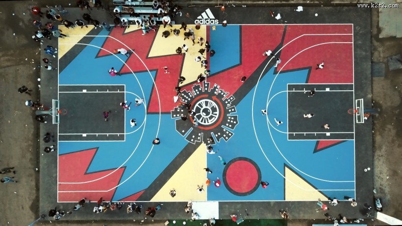 航拍角度下的篮球场图片大全