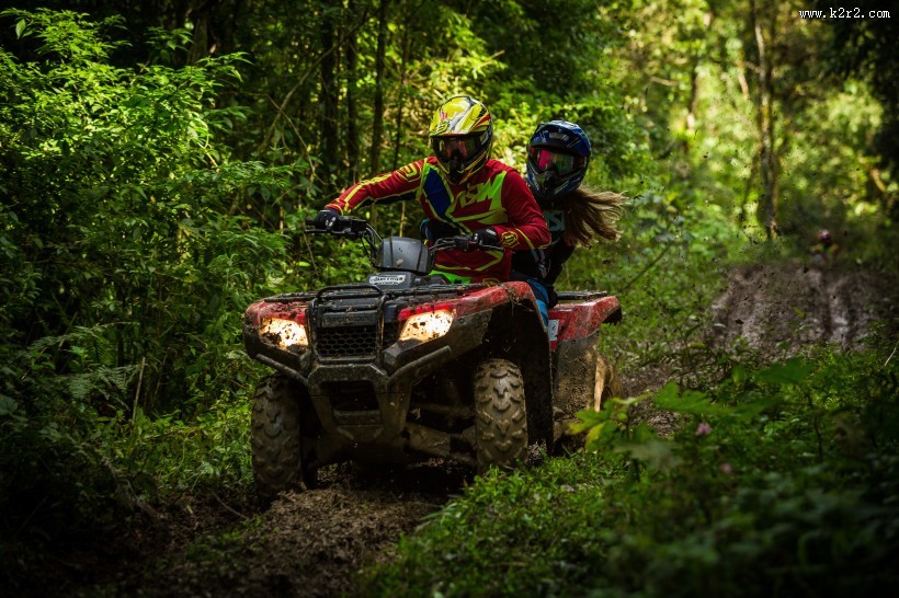 林中竞技的四轮赛车驶图片