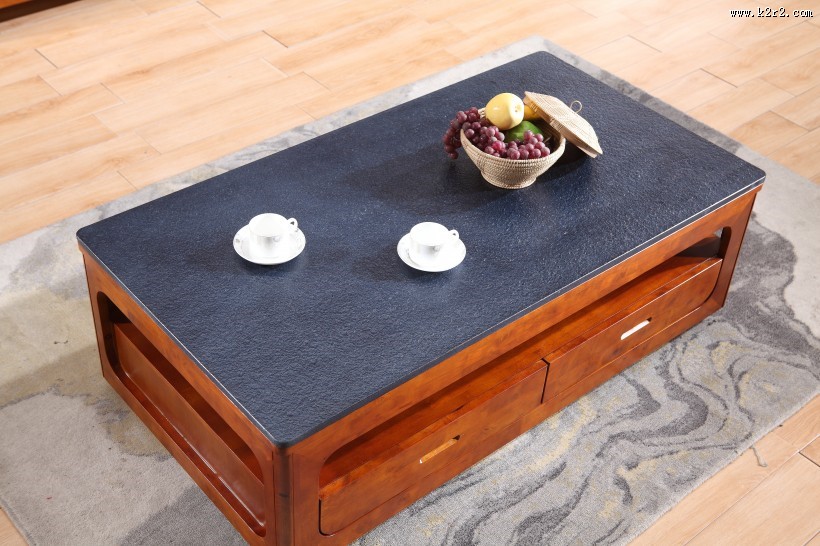 枣红色木质茶几图片