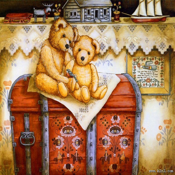 可爱卡通熊家居三联画图片