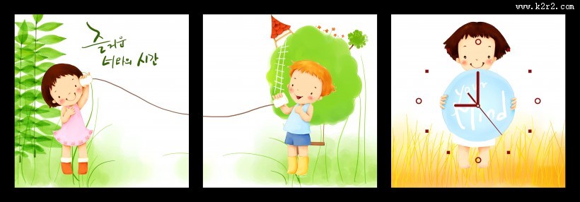 可爱卡通熊家居三联画图片