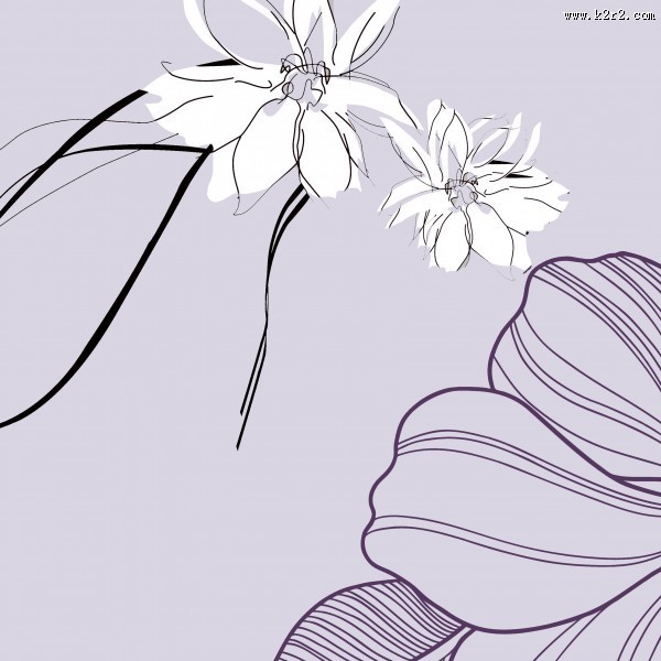 神秘紫色花朵三联画图片