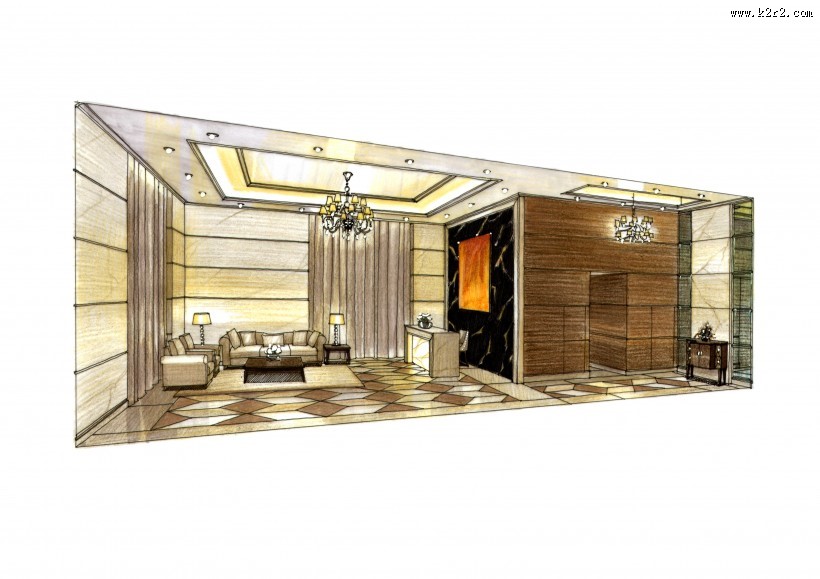 成都四海逸家大堂手绘图片