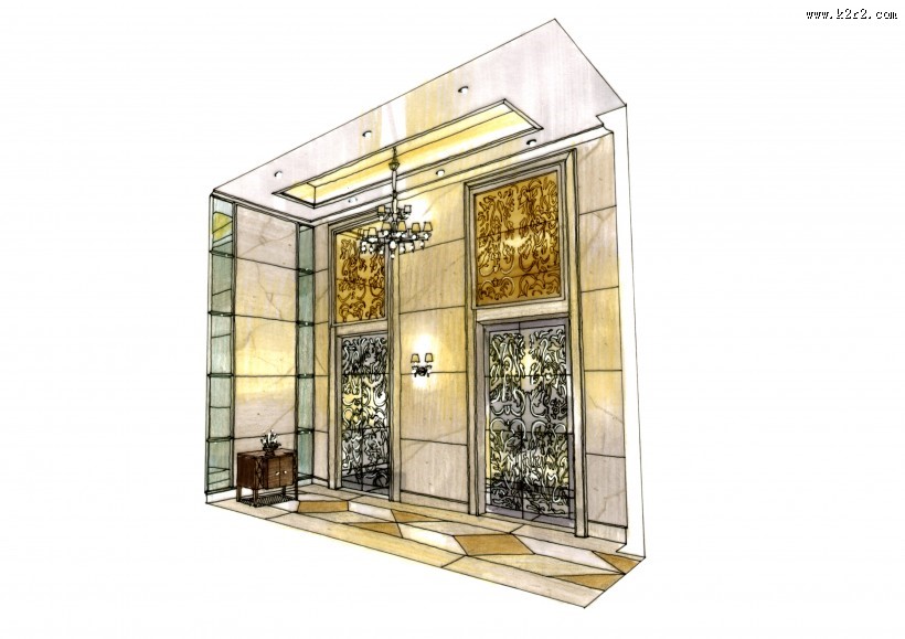 成都四海逸家大堂手绘图片