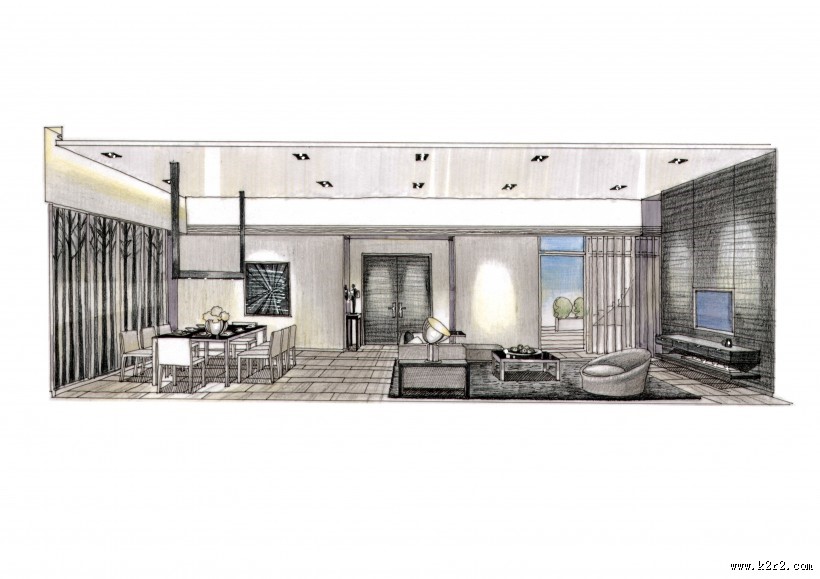 梁志天公司项目室内手绘图片