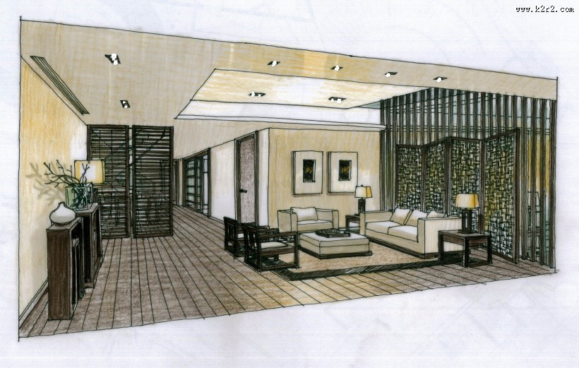 武汉水岸星城室内手绘稿图片