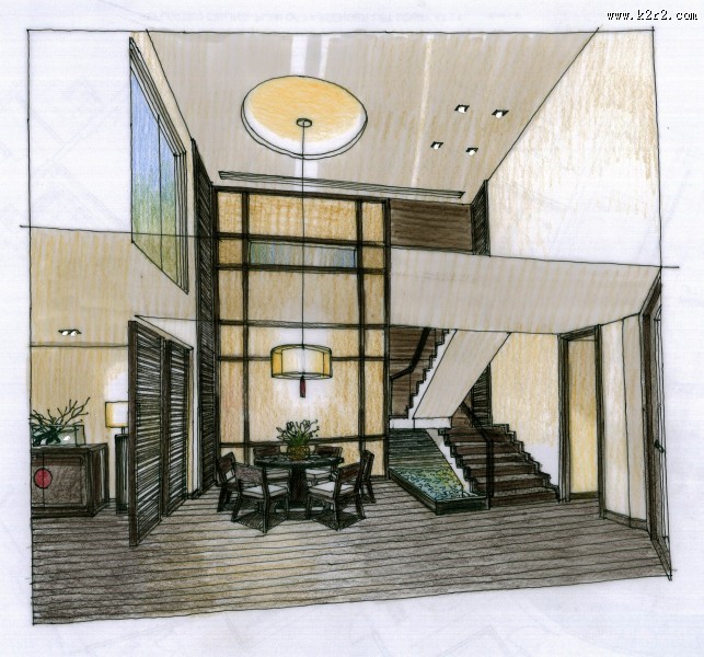 武汉水岸星城室内手绘稿图片