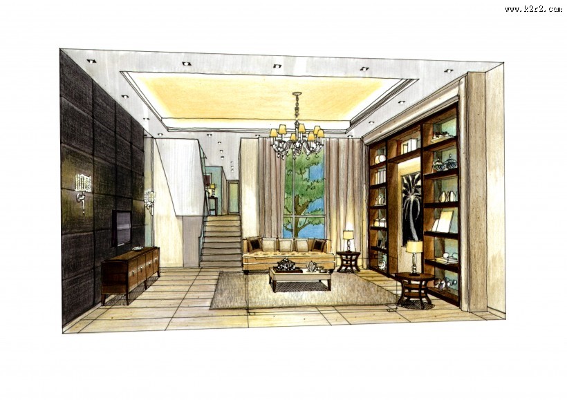 凯德置地佛山样板房b1手绘稿图片