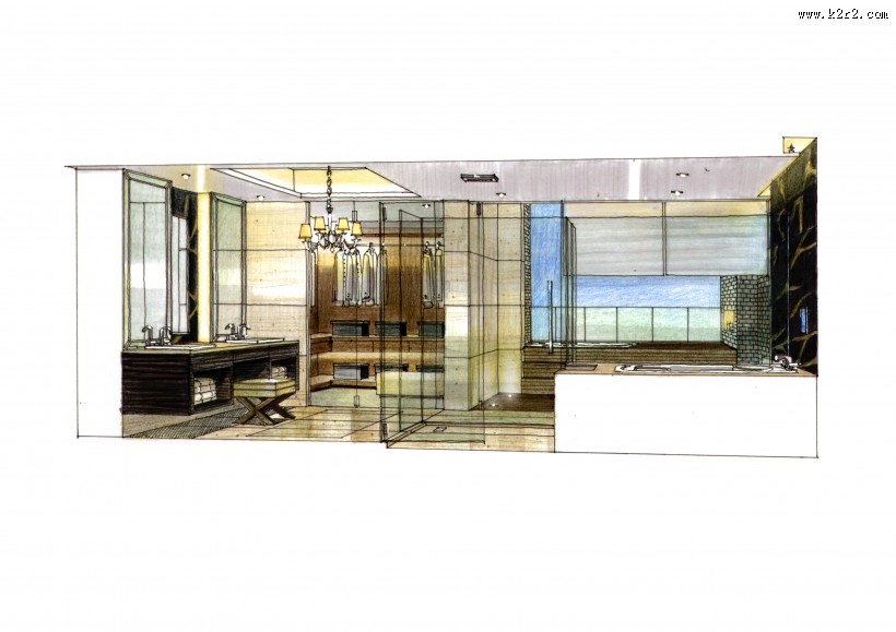 凯德置地佛山样板房b1手绘稿图片