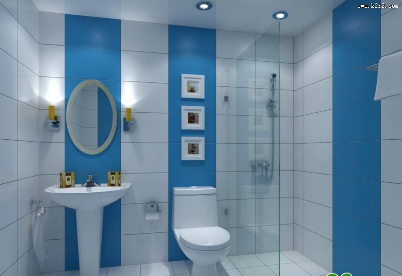 清新蓝色系卫生间设计图片