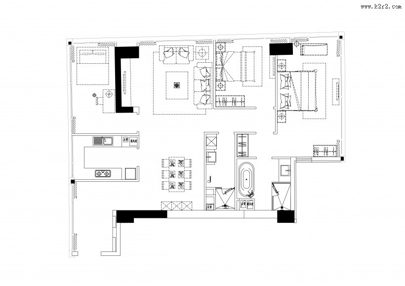 北京官园西派公寓A型东南亚风格样板房设计图片