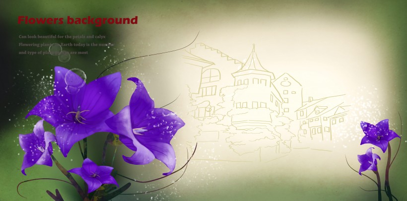 紫色系手绘花朵明信片图片