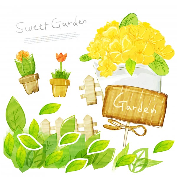 韩国手绘水彩花朵素材图片大全