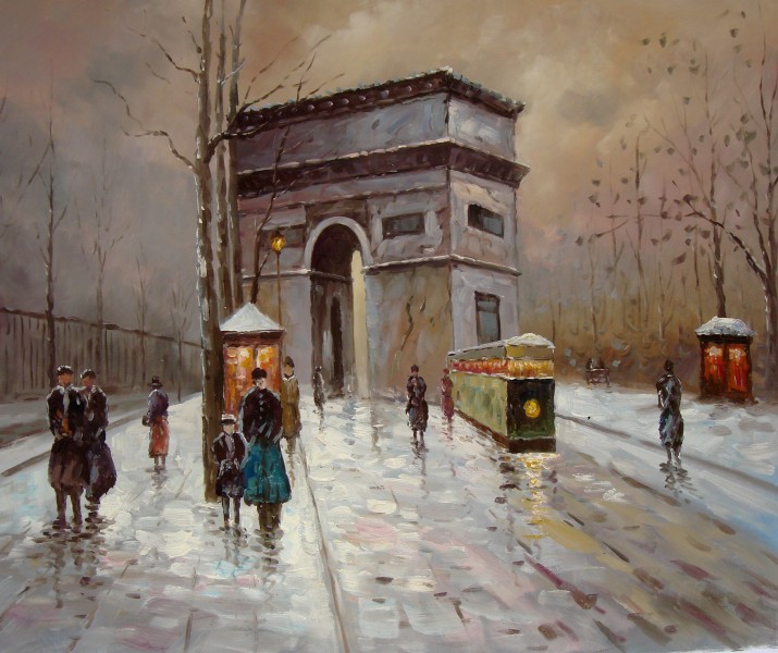 逼真街景油画图片