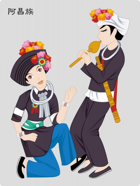 中国56个民族矢量图片