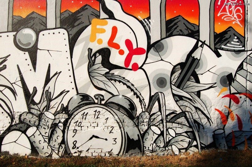 墙上抽象的涂鸦图片