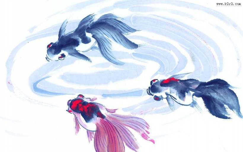 水墨画写意鲤鱼图片