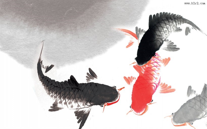 水墨画写意鲤鱼图片