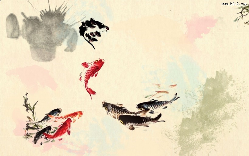 水墨画写意鲤鱼图片