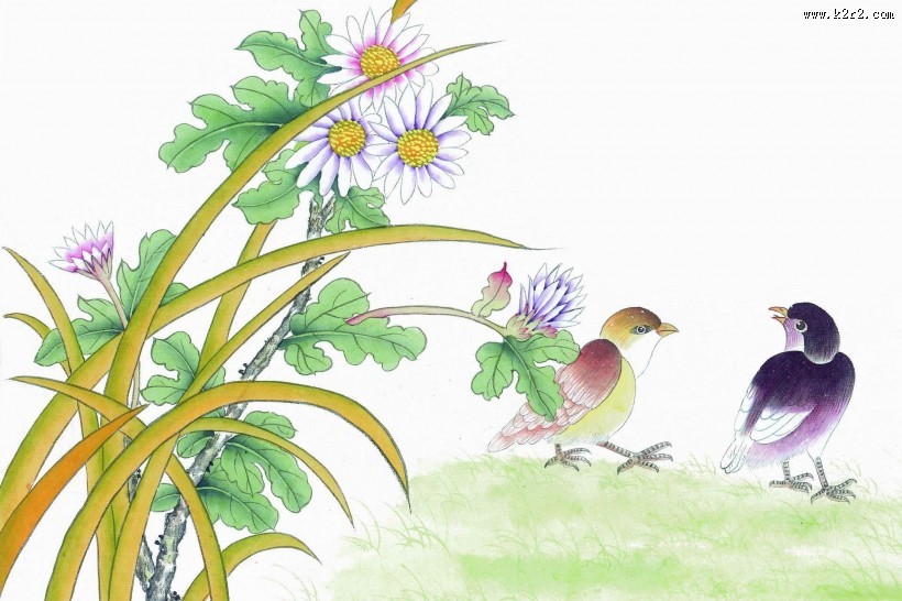 工笔花鸟画图片