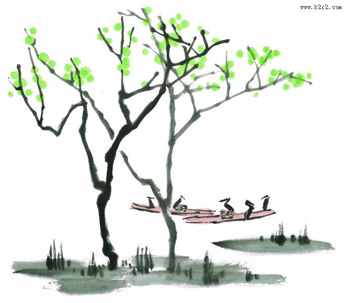 古树水墨画图片