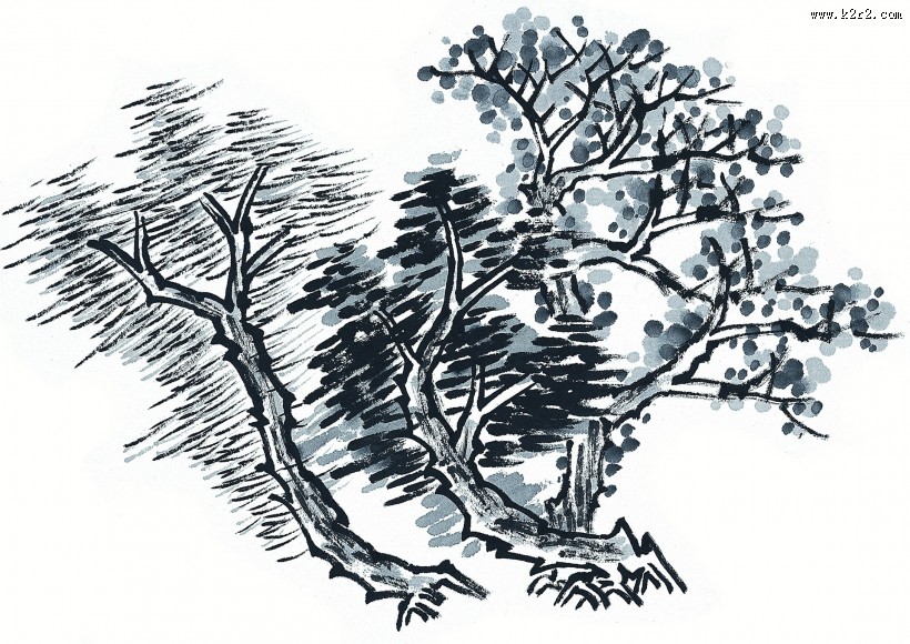 古树水墨画图片