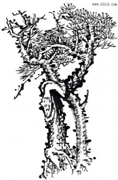 古树水墨画图片