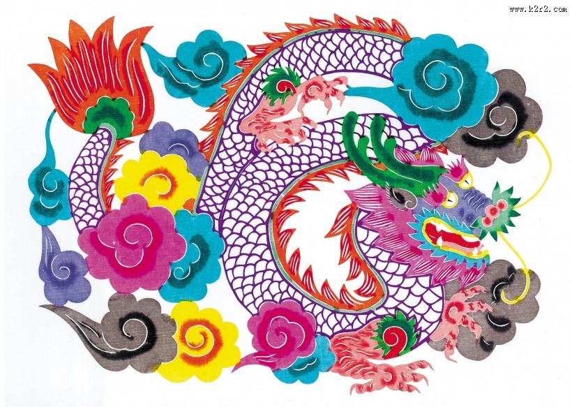 水彩吉祥动物剪纸图片