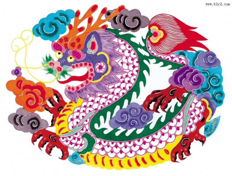 水彩吉祥动物剪纸图片