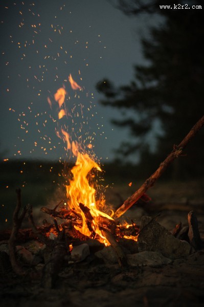 用木材烧的火堆图片