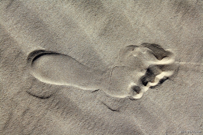 沙滩上的脚印高清图片