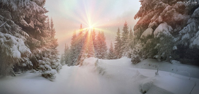 北方山林雪景图片