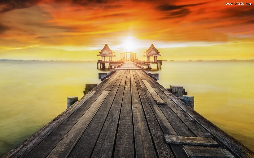 唯美码头景色图片