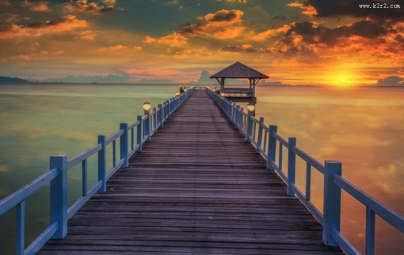 唯美码头景色图片