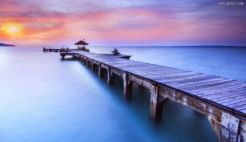 唯美码头景色图片