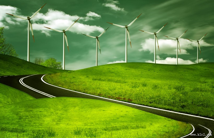 草原上风车图片
