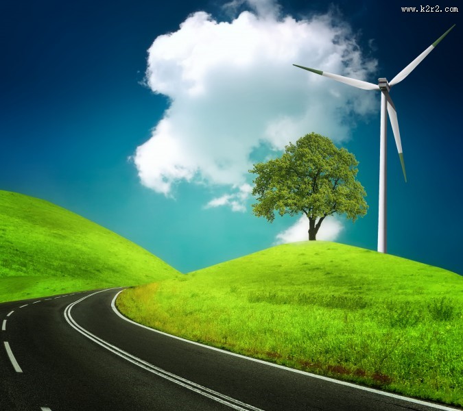草原上风车图片