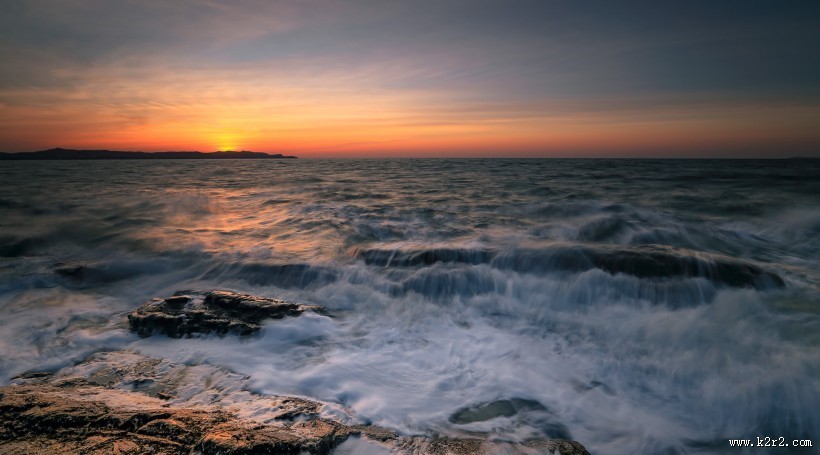 海上夕阳图片 海上日落风景图片