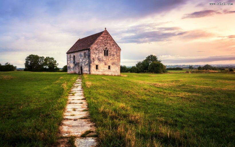 草原上的晚霞图片