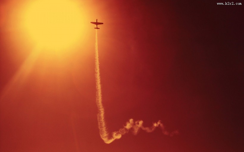 云霄晚霞飞机唯美风景图片大全