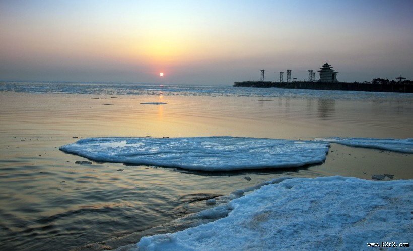 渤海湾日出风景图片
