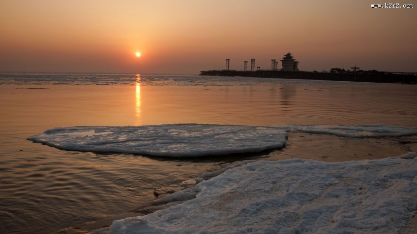 渤海湾日出风景图片