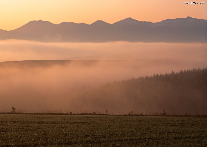夕阳迷雾风景图片大全