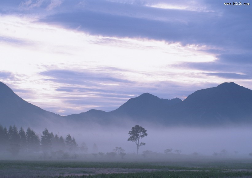 朦胧湖面倒影图片